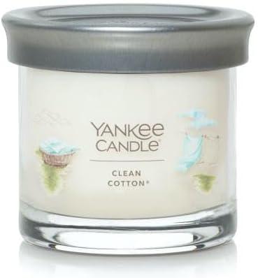 Yankee Candle Small Tumbler Scented Single Wick Jar Candle, Clean Cotton, Over 20 Hours of Burn Time, 4.3 Ounce (Pack of 4)