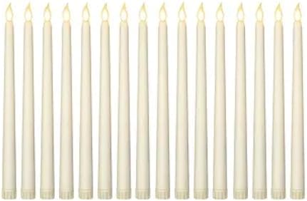 Treela 24 Pcs Flameless Taper Candles Battery Operated Bulk Fake 11 Inch Candles Light LED Candlesticks Flickering Tapered for Wedding Halloween Christmas Decoration(White,Roman Column)