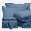 Bare Home Bed-in-A-Bag 8 Piece Comforter & Sheet Set - Split King - Goose Down Alternative - Ultra-Soft 1800 Premium Bedding Set (Split King, Coronet Blue/Coronet Blue)