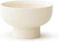 High-foot Fruit Bowl, Ceramic Pedestal Decorative Bowl, Round Bowl for Salad, H2.55" × W4.5" Small Size, 8.4oz, Matte Crème