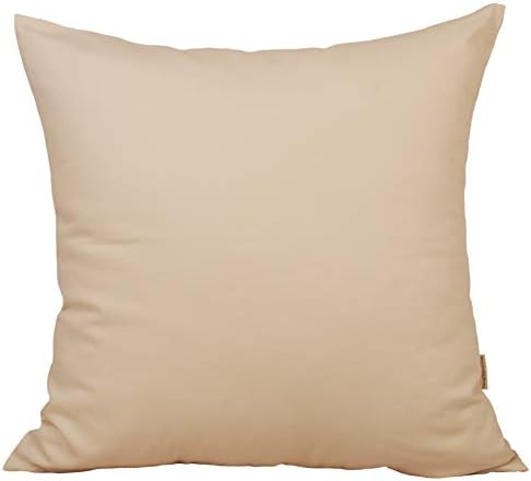 TangDepot Cotton Solid Throw Pillow Covers, 22" x 22" , Cream, 1 Count (Pack of 1)