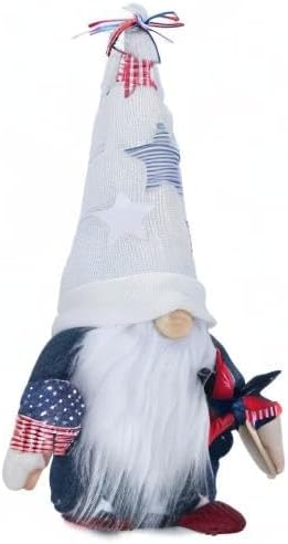 Rae Dunn Americana 4th of July Gnomes – White Gnome with Starred Hat, USA Popsicle & Pinwheel – Americana Decor – Gnome Gifts – 4th of July Decorations for Home