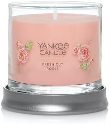 Yankee Candle Small Tumbler Scented Single Wick Jar Candle, Fresh Cut Roses, Over 20 Hours of Burn Time, 4.3 Ounce (Pack of 4)