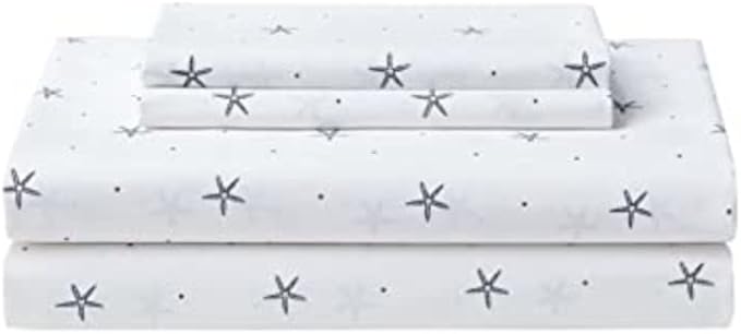 Nautica - Twin Sheets, Cotton Percale Bedding Set, Fully Elasticized, Ideal Dorm Essentials(Star Spangled Coastal Navy, Twin)