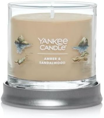 Yankee Candle Small Tumbler Scented Single Wick Jar Candle, Amber & Sandalwood, Over 20 Hours of Burn Time, 4.3 Ounce (Pack of 4)