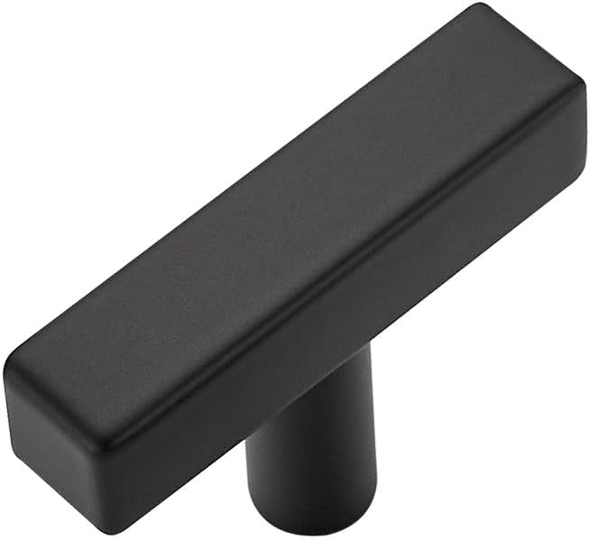 1 Pack Black Cabinet Knobs - Sqaure Bar Cabinet Pulls Matte Black Knobs for Kitchen Drawer Stainless Steel Dresser Pulls for Kitchen Hardware 2in Length Single Hole