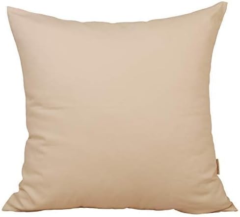 TangDepot Handmade Decorative Solid 100% Cotton Canvas Throw Pillow Covers/Pillow Shams, (14"x14", Cream)