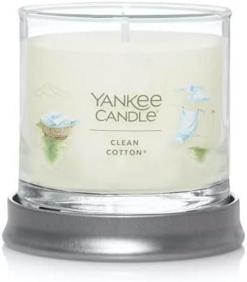 Yankee Candle Small Tumbler Scented Single Wick Jar Candle, Clean Cotton, Over 20 Hours of Burn Time, 4.3 Ounce (Pack of 2)