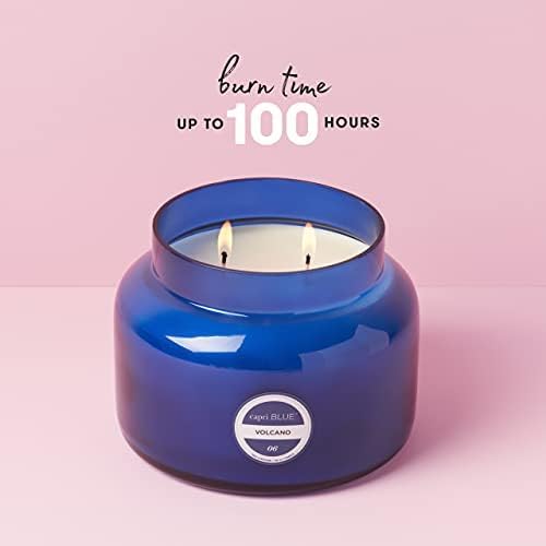 Capri Blue Volcano Scented Candles - Luxury Three Wick Candles for Home Scented with Tropical Fruit & Sugared Citrus - Soy Wax Blend - Jumbo Blue Color (48 oz)