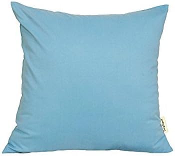 TangDepot Cotton Solid Throw Pillow Covers, 22" x 22" , Sky Blue, 1 Count (Pack of 1)