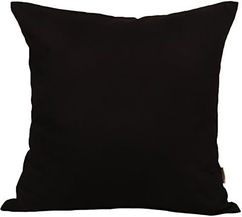 TangDepot Handmade Decorative Solid 100% Cotton Canvas Throw Pillow Covers/Pillow Shams, (24"x24", Black)
