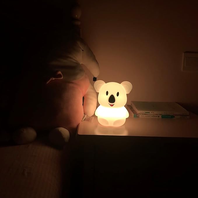 Large Koala Night Lights Kid Bedside Bedroom Light, Nursery Moon lamp, Portable Color Changing Care Lamps - Break Resistant, Eye Caring, Adjustable Brightness & Color and Time Setting - Large