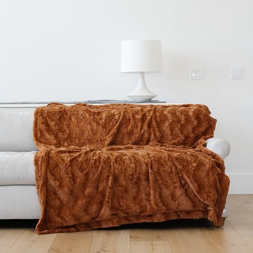 GRACED SOFT LUXURIES Throw Blanket Oversized Softest Warm Elegant Cozy Decorative Thick Faux Fur for Couch, Sofa, Bed, Living Room, Home (XL 60" x 80", Camel)