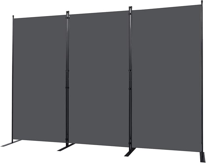 Room Divider, 3 Panel Folding Privacy Screens with Wider Support Feet, 6 Ft Portable Room Partition for Room Separator, 102" W X 71" H, Grey