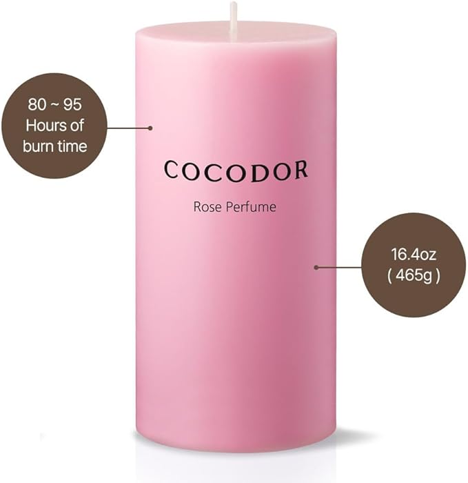 COCODOR Scented Pillar Candles, 3x6 Inch, April Fresh, Candle Set of 3, Long Buring 85 Hours, Candles for Weddings, Party, Dinner, Home Decor.