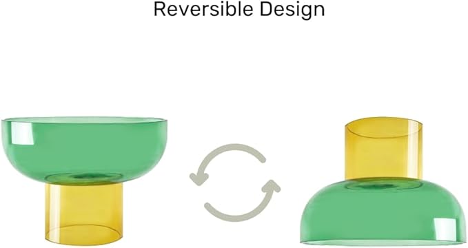 Cloudnola Reversible Decorative Glass Bowl, Green and Yellow, 7" dia x 5", For Entertaining, Fruit Bowl, Centerpiece Bowl, Ideal Gift for Weddings, Birthday, Anniversary or Any Occasion