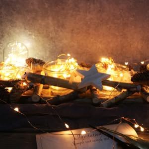 [6-Pack] 7Feet Starry String Lights,Fairy String Lights 20 Micro Starry LEDs On Copper Wire, 2pcs CR2032 Batteries Included,For Wedding Centerpiece,Party,Christmas Table Decor(Copper Warm White)