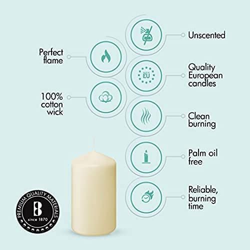 BOLSIUS 12 Ivory Pillar Candles Bulk - 3x6 Inches Candle Set - 70+ Hours Clean Burning - No Palm Oil - 0% Animal Fat - Premium European Quality - Unscented Dripless Party Pillars