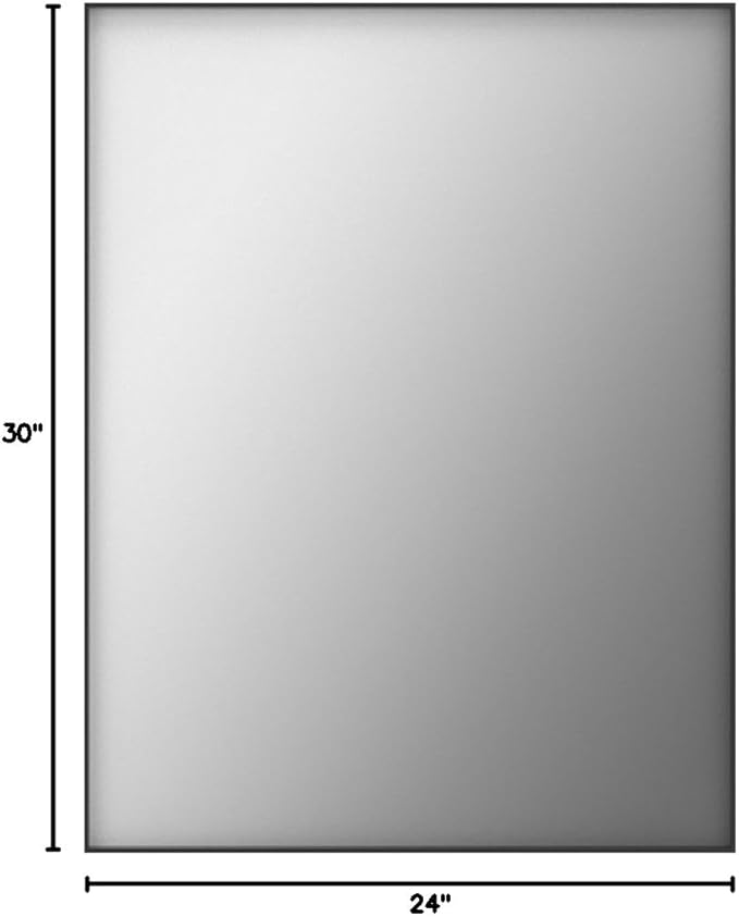24x30 Inch Black Bathroom Mirror for Wall, Aluminum Frame Rectangle Rectangular Vanity Mirror, Modern Large for Bedroom, Living Room, Horizontal or Vertical