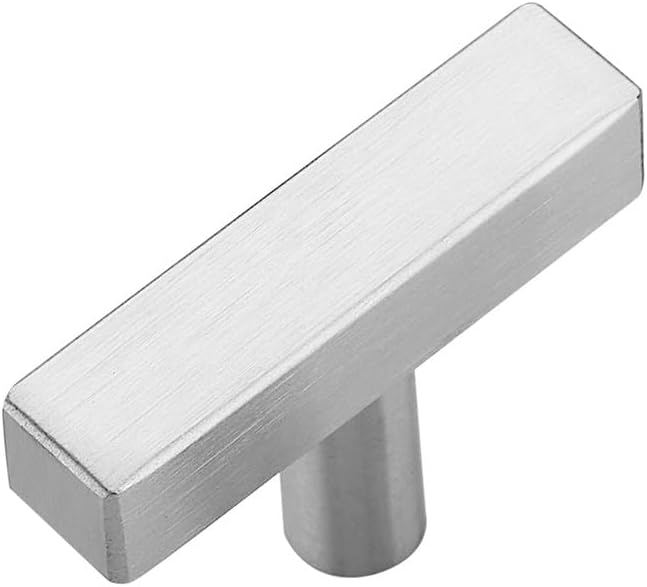 1 Pack Silver Cabinet Knobs - Sqaure Bar Cabinet Pulls Brushed Nickel Knobs for Kitchen Cabinet Drawer Stainless Steel Dresser Knobs for Cabinet Hardware 2in Length Single Hole