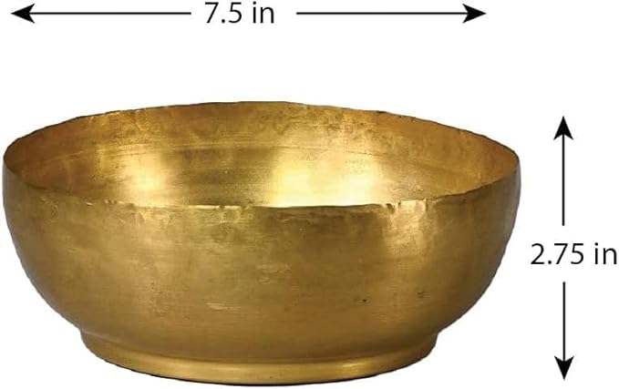 Serene Spaces Living Set of 6 Lightweight Antique Brass Decorative Bowl, Metal Bowl for Potpourri, Catchall for Entryway, Dining Table, Home Décor, 2.75" Tall & 7.5" Diameter