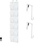 GORILLA GRIP Over the Door Shoe Organizer, 12 Large Breathable Mesh Pockets, Space Saving Hanging Storage Holder, 2 Hook Closet Rack Hanger, Hangs on Closets for Shoes, Accessories, 64H x 9.5W White