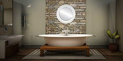 OVALCREST Round Beveled Wall Mirror for Home Decor - Philadelphia Style - Linen White - 22x22 Outside Dimensions