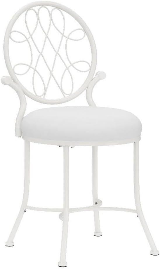 Hillsdale O'Malley Metal Vanity Stool for Makeup Room or Bathroom, White
