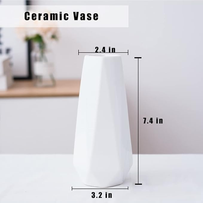 Ceramic Vase, 7.4 Inch for Pampas Calla Lily Tulip, Flower Vase Minimalism Style for Modern Table Shelf Home Decor, Fit for Housewarming, Weddings, Birthday, Christmas, Thanksgiving, New Year