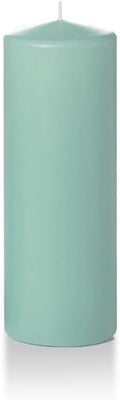 Yummi 3" x 8" Blue Jade Round Pillar Candles - 3 per Pack