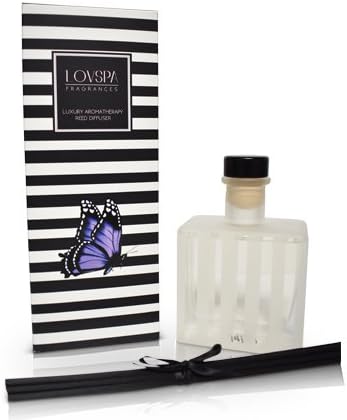 LOVSPA Reed Diffuser Set, White Tea Scented Oil Diffuser with Sticks, Home Fragrance Accessories for Bathroom Shelf Decor, Aroma Diffusers for Home or Office Desk, USA Made