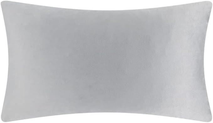 KINGROSE 3D Flower Home Decorative Accent Throw Pillow Case Artistic Cushion Cover for Sofa Couch Chair 12 x 20 Inches Velvet Light Grey