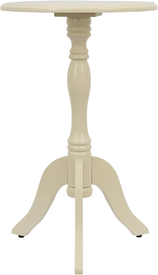 Decor Therapy Simplify Round Pedestal Accent Side Table, Chic & Compact MDF Furniture for Traditional Stylish Spaces - Buttermilk - (15" x 15" x 24")