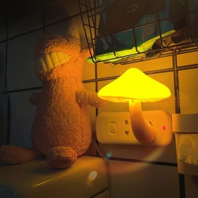 AUSAYE 4 Pack Plug in Night Light, Mushroom Light LED Nightlights for Kids, Adults, Bedroom, Bathroom,Hallway, Stairs, Kitchen Muti-Color