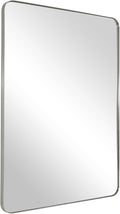 ANDY STAR Wall Mirror Brushed Nickel for Bathroom, 24x36x1 Rounded Rectangle Mirror with Stainless Steel Silver Metal Frame, Modern Bathroom Vanity Mirror