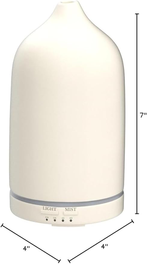 Stone Diffuser, Ceramic Essential Oil Diffuser, Humidifier 160ml Ultrasonic Oil Diffuser for Aramatherapy (White)