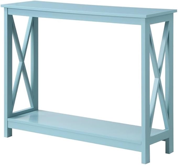 Convenience Concepts Oxford Console Table 39.5" - Sofa Table with Storage Shelf, Transitional Entryway Hall Table for Living Room and Bedroom, Display Foyer Table, Sea Foam Blue