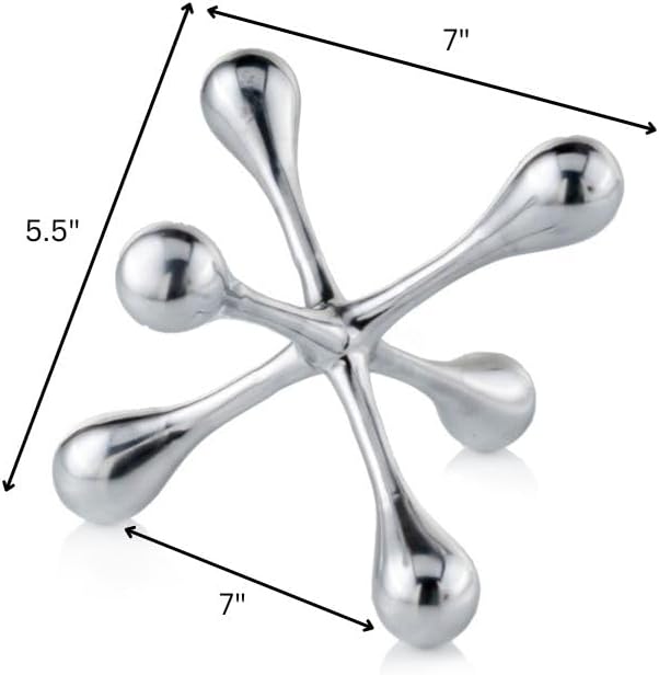 Modern Day Accents 5103 Cantillo Medium Decorative Jack, Silver, Aluminum, Games, Tabletop, Centerpiece, Home, Office, Desk, Sculpture, Figurine, 7" L x 7" W x 5.5" H