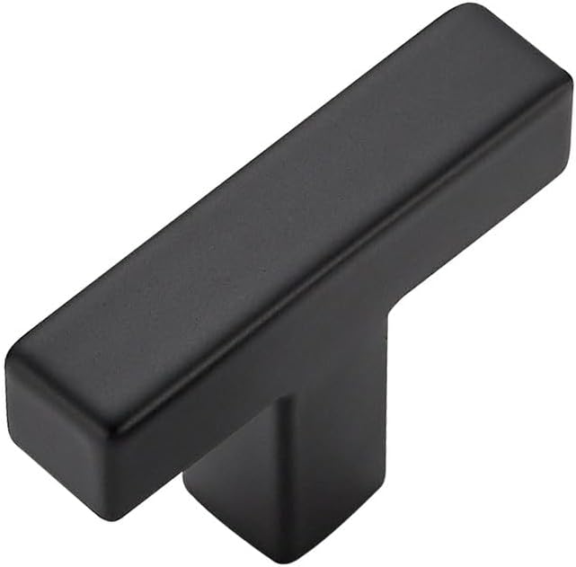 1 Pack Matte Black Cabinet Knobs - Kitchen Cabinet Knobs Black Cabinet Pulls for Kitchen Cabinet Drawer Stainless Steel Dresser Knobs for Cabinet Hardware 2in Length Single Hole Square