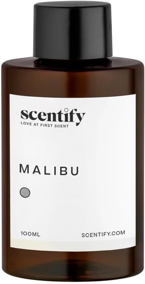 Scentify Malibu Aroma Oil Refill Scent for Oil Diffusers - Lemon, White Tea, Thyme, Cedar, Musk Scents - Luxurious Relaxing Aromatherapy Diffuser Fragrance 100ml, 3.38 oz