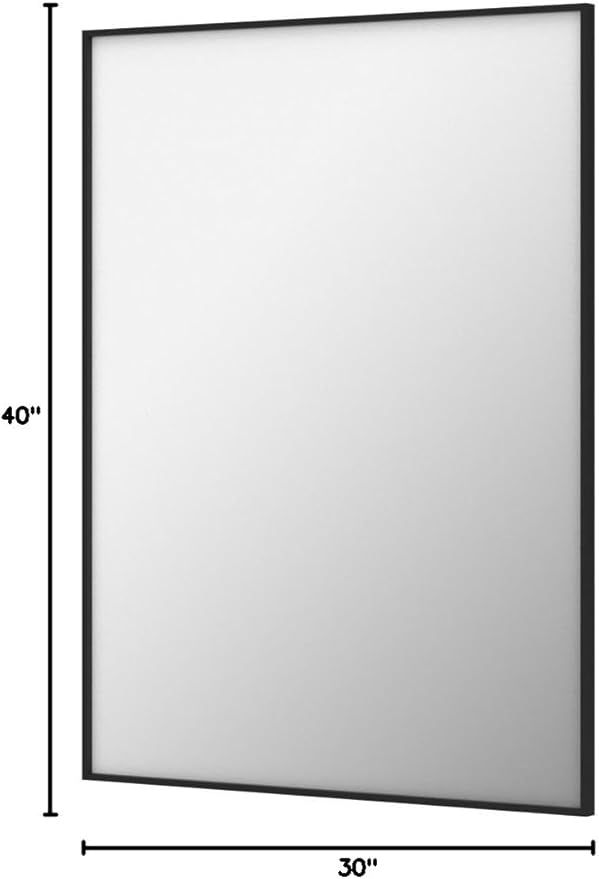 30x40 Inch Black Bathroom Mirror for Wall, Aluminum Frame Rectangle Rectangular Vanity Mirror, Modern Large for Bedroom, Living Room, Horizontal or Vertical