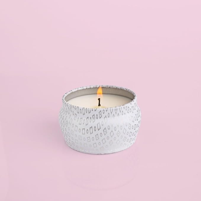 Capri Blue Volcano Scented Mini Tin Candle - Printed Mini Tin Jar Candle - Luxury Candles for Home Scented with Tropical Fruit & Sugared Citrus - Soy Candle Wax Blend - White Candle (3 oz)