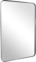 ANDY STAR Chrome Mirror for Bathroom, 24"x36" Metal Frame Wall Mirror with Rounded Corner, Modern Rectangle Bathroom Vanity Mirror with Polish Finish