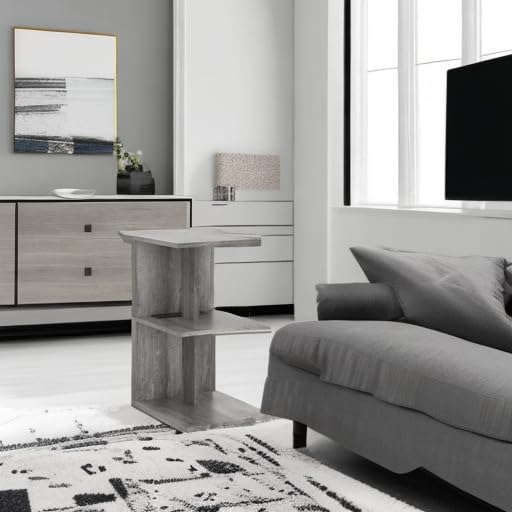 ZGREN End Table with Charging Station, Narrow Side Tables for Small Spaces with USB Ports and Outlets Rolling Bedside Nightstand Sofa Couch Slim Shelf Night Stand for Living Room, Bedroom, Grey