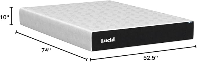 Lucid 10 Inch Memory Foam Mattress - Plush Feel - Infused with Refreshing Bamboo Charcoal and Cooling Gel - Bed in a Box - Temperature Regulating - Pressure Relief - Breathable - Full Size