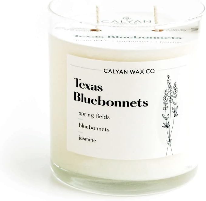 Calyan Wax Co. 2 Wick Candle, Texas Bluebonnets Scented Candle, 37 Hour Burn Time, Aromatherapy Soy Candles, Non Toxic & Vegan Soy Wax, Glass Tumbler Scented Candles, 12.5oz