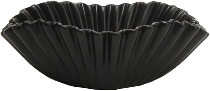 9.45 Inch Decorative Bowl, Black Modern Ceramic Decorative Bowl for Kitchen Counter Dining Table Centerpiece,Ruffle Ceramic Fruit Bowl Key Bowl Candy Bowl Farmhouse Home Decor