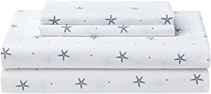 Nautica - Twin XL Sheets, Cotton Percale Bedding Set, Fully Elasticized, Ideal Dorm Essentials (Star Spangled Coastal Navy, Twin XL)