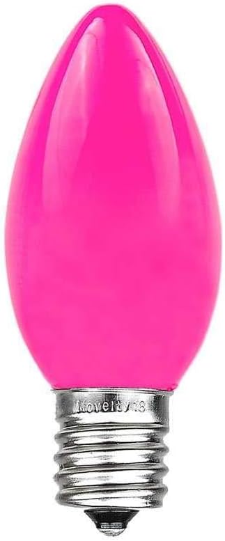 Novelty Lights 25 Foot C9 Pink Ceramic Christmas String Light Set - Outdoor Christmas Light String - – Opaque Christmas Bulbs - Roofline Light String – Outdoor String Lights - Green Wire