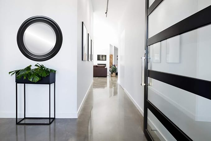 OVALCREST Round Beveled Wall Mirror for Home Decor - Philadelphia Style - Matte Black - 28x28 Outside Dimensions